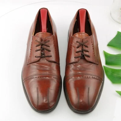 VTG Stanley Blacker Mens Oxford  Size 11.5 Chili Handmade Cap Toe Dress Shoe - Image 1 of 4