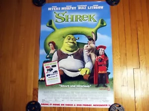 🔥 Póster promocional de video y DVD casero vintage de Shrek 2001 película DreamWorks coleccionable - Imagen 1 de 24