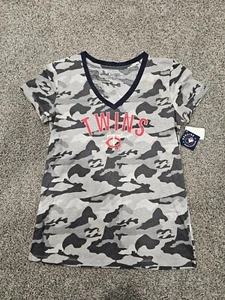 Women's Size Large MLB Minnesota Twins Camo Short Sleeve Shirt Top BNWT - Picture 1 of 2