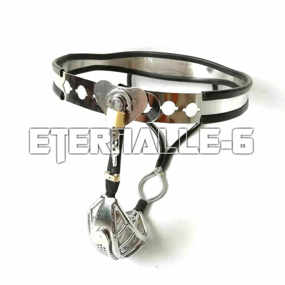 Dispositivo de cinturón de castidad de acero inoxidable 316 masculino bloqueo de jaula fiesta juego de rol cosplay H Foto 1 de 4