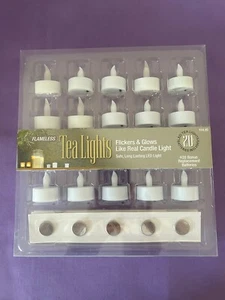 Tea Lights White 20 Pack Flickering Flameless Batteries LED NEW - Picture 1 of 4