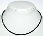Black Spinel Gemstone 925 Silver 18'' Strand Nacklace 3 mm Faceted Beads