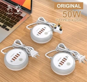 50W Multi-Port USB C Power Strip Wall Charger Quick Mobile Phone Charger - Picture 1 of 12