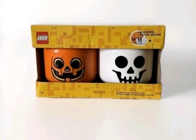 Lego Halloween Limited Edition Storage Heads Jack O Lantern & Skeleton Set Of 2 - Image 1 of 4