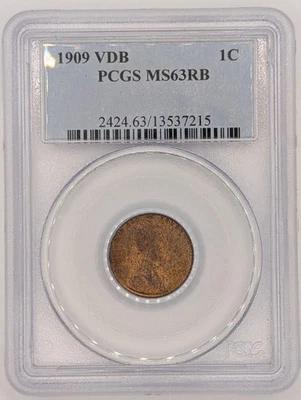 1909 VDB Lincoln Wheat Cent PCGS MS63RB - Image 1 of 4
