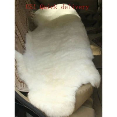 US STOCK 100% Genuine Sheepskin Fluffy Fur Rug 24"*39" Windward Natural Soft Mat - Image 1 of 4