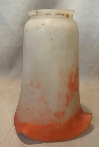 Orange and White Vintage Art Deco Glass Shade Nice! Cover