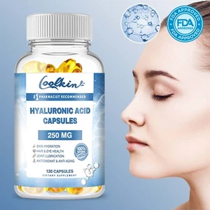 Hyaluronic Acid Capsules 250mg-Gluten Free,Anti-Aging,Skin Hydration,Skin Health - Foto 1 di 11