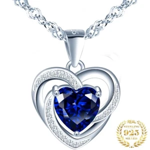 Damen Halskette Herz 925 Sterling Silber Anhänger Kette Schmuck Frauen Geschenk - Bild 1 von 23