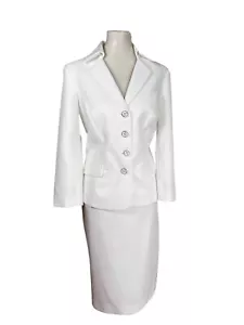 EMILY Polyester Rock Anzug Größe 8 weiß gefüttert Kerbkragen Twill Cocktail 2-teilig - Bild 1 von 7