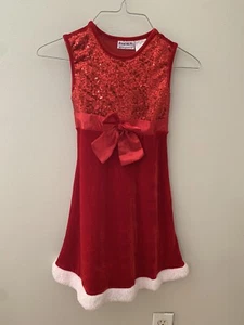 Girls Kids 6/6x Red Sequin Christmas Dress - Picture 1 of 3