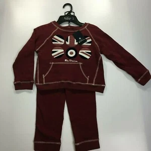 Ben Sherman Kids 2 Piece Burgundy Athletic Set Union Jack Unisex Size 7 NEW - Picture 1 of 3
