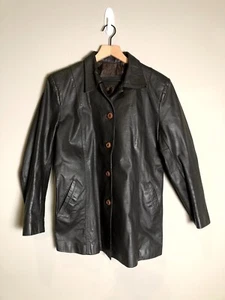 Cueros El Puma Black Columbian Leather Long Sleeve Button Up Jacket Size M Mens? - Picture 1 of 6
