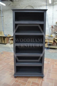 HANDMADE FLORIDA 5 SHELVED BOOKCASE IN DARK GREY (NOT FLATPACKED) - Picture 1 of 4