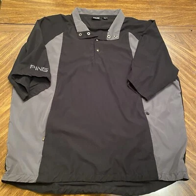 PING Jacket Men Xl Black Gray Windbreaker Pullover Quarter Button Snap Golf - Image 1 of 4