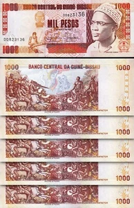 Guinea Bissau 1000 Pesos 1993, UNC, 5 Pcs LOT, Consecutive, P-13b - Picture 1 of 4