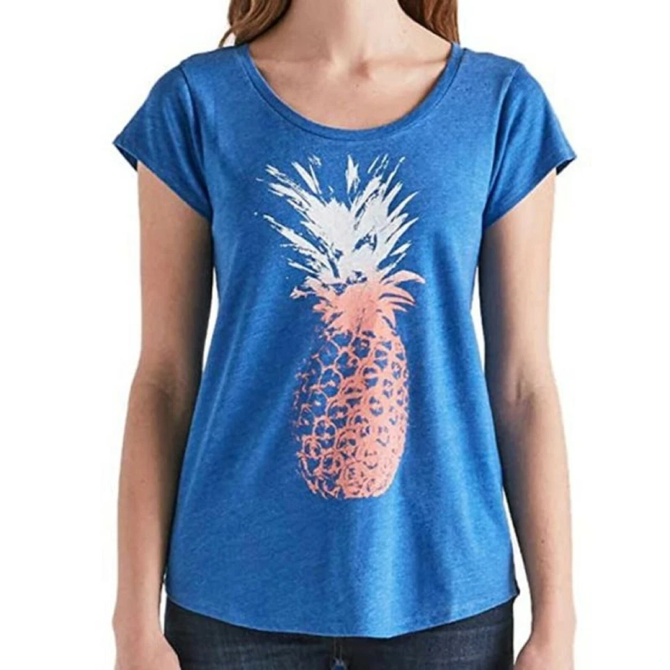Lucky BRAND Pineapple Graphic Blue Short Sleeve Tee Medium Casual