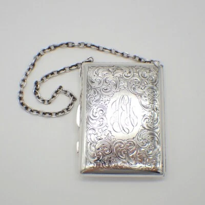 Estuche de cigarrillos Cartera compacta Plata de Ley William Kerr Mono HEM Foto 1 de 4