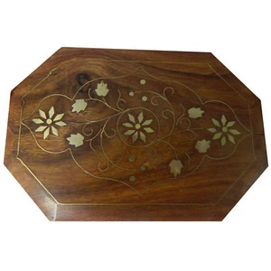 Coffret Bois Octo Fleurs 18x13x6cm Marqueteries Boîte de rangement Décoration  - Imagen 1 de 3