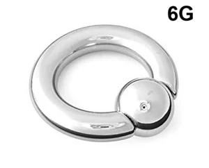 6G GAUGES 5/8" STEEL CAPTIVE BEAD RING HOOPS PRINCE ALBERT GENITAL MALE PIERCING - Picture 1 of 6