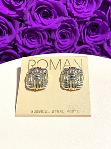 NWT Roman Two Toned Stud Pierced Earrings - Picture 1 of 4
