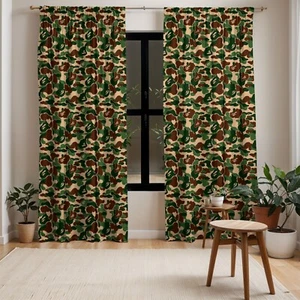 A Bathing Ape Pattern Green Curtain, Bape Curtain, Street Fashion, 2 Panels - Picture 1 of 5