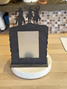 Western Metal Votive Candle Holder Glass And Metal 11 X 7 X 3 1/2 - Picture 1 of 2