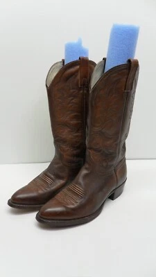 J CHISHOLM BROWN LEATHER COWBOY BOOTS  MEN'S 9.5 D  STYLE 5514 25192 Chocolate - Image 1 of 4