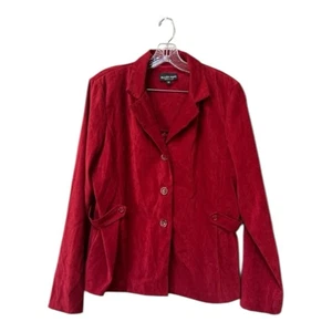 Chaqueta Blazer Vintage Años 90 Roja Imitación Gamuza Cinch Back Talla 12 Hecha en EE. UU. Vacaciones - Imagen 1 de 12