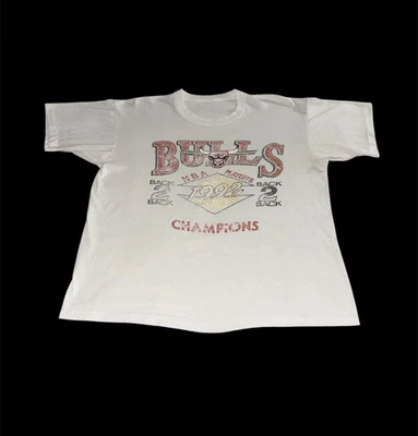 Vintage 90s Chicago Bulls 1992 NBA Playoffs Champions Graphic T Shirt Size L/XL - Image 1 of 4