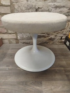Vintage Atomic / Tulip Stool 60s Retro Metal enamel base, upholstered cushioned - Picture 1 of 8