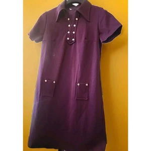 Abito Vintage Viola Casa Day Shift Abito Midi Anni 60 Piccolo A99 Madmen Anni Sessanta - Foto 1 di 6