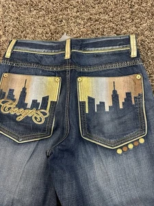 Coogi Vintage Y2K bestickt Denim Jeans blau NYC City Lights Herren Größe 36x34 - Bild 1 von 6