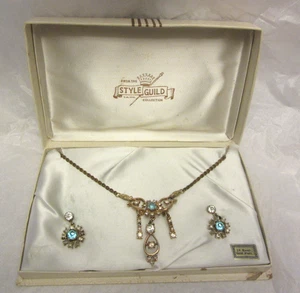 VTG From The Style Guild Collection Necklace Pin Pendant Earrings 24k Gold Plate - Picture 1 of 15