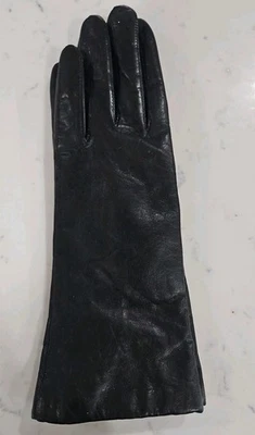 Guantes de cuero negro para mujer talla M forro 100 % cachemir.  Foto 1 de 4