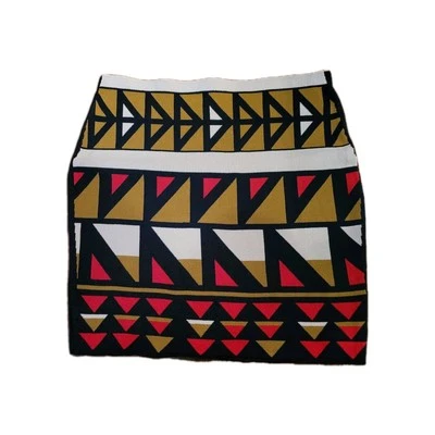 Falda Tejida Ajustada Rachel Roy Diseño Geométrico Con Rojo/Negro/Dorado Talla Mediana Foto 1 de 4