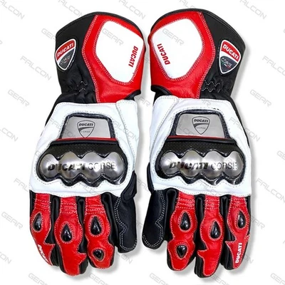 Ducati Corse C6 Red Leather Motorcycle Racing Gloves Motorbike Riding Gloves - Image 1 of 3