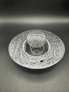 ORREFORS CRYSTAL CANDLE HOLDER-DISCUS 1995,LARS HELLSTEN DESIGN-SIGNED/LABELED - Picture 1 of 8