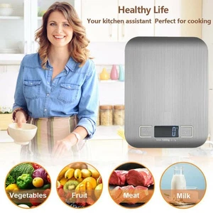 Bilancia da cucina digitale 10 kg/1 g acciaio inox LCD bilancia elettronica grammi bilancia domestica - Foto 1 di 17