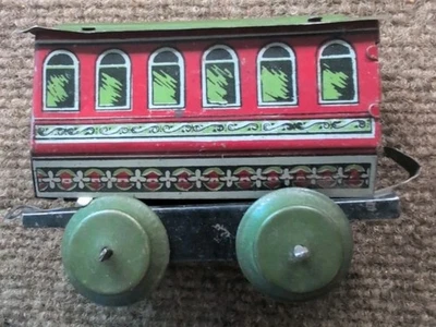 * 1960s FEITO NO JAPÃO LATA LITHO 1 PEÇA CARRO DE TREM DE BRINQUEDO  - Imagem 1 de 4