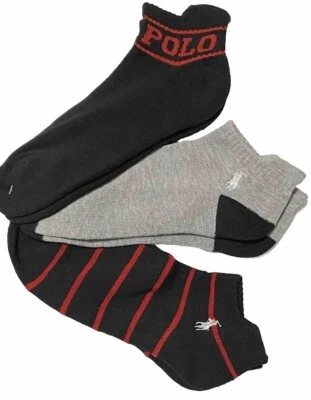 Polo Ralph Lauren Men's 3-Pair Low Cut Socks  Black/Gray/Red - Image 1 of 3