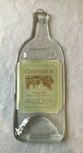 Recycled Glass Wine Bottle Shaped Serving Cheese Board Conundrum Winery - Picture 1 of 6