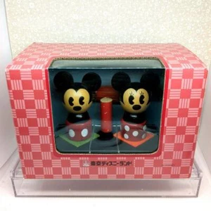 Mickey & Minnie Kokeshi Japanese Traditional W/Umblera Craft Wooden Doll Usaburo - Picture 1 of 5