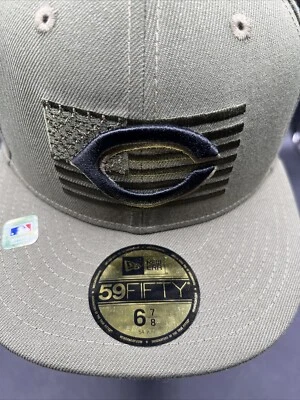 New Era Cincinnati Reds Salute to Service 2023 Military Olive/Grey 59FIFTY Hat - Image 1 of 4