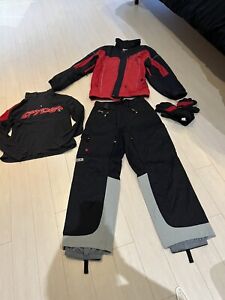 Spyder Ski Winter Outfit Set Shirt Jacket Pants Gloves Men’s M & L Black & Red
