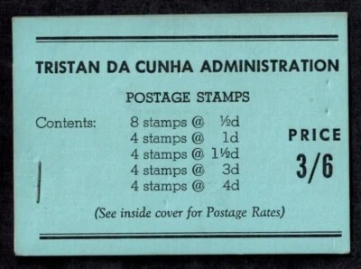 Tristan Da Cunha 1957 SB 1 QE II Blue Booklet Stapled Left w/FDC on Back CV L350 - Image 1 of 2