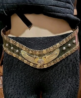 Stunning Vintage 80s Jose Cotel Paris France Metallic & Plastic Gold Artsy Belt  - Image 1 of 4