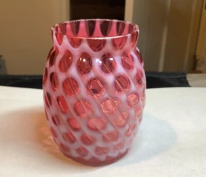 Antico vaso opalescente mirtillo vetro buckeye co 1887 grandi finestre vortice - Foto 1 di 11