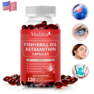 Antarctic Krill Oil Supplement 120 Softgels Omega-3 EPA, DHA, with Astaxanthin - Image 1 of 4