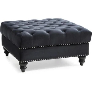 Glory Furniture Nola Velvet Ottoman in Black - Picture 1 of 5